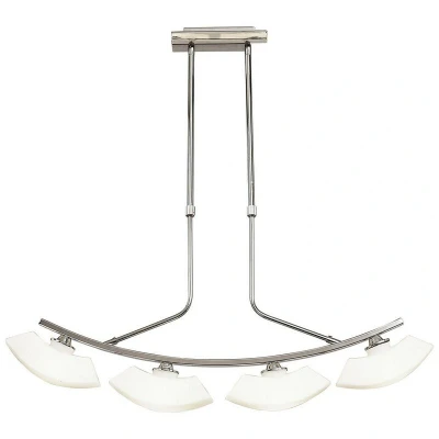 Image of Lupa Telescopic Pendant Curved Linear Bar 4 Light G9, Polished Chrome/Frosted White Glass
