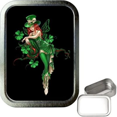 Image of TEEZ Irish Fairy 2oz Silver Tobacco Tin, Baccy Smoking Tin