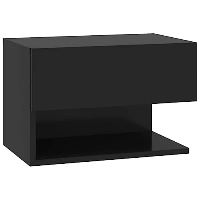 Image of vidaXL Wall Bedside Cabinet Home Bedroom Nightstand Floating Hung Bed Unit Indoor Furniture Black Engineered Wood