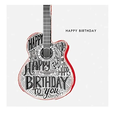 Image of Contemporary Male Illustrated Birthday Card From the Collection by Museums &amp; Galleries Guitars Jo Spicer Greeting for Him (MG OBH117)