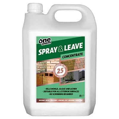 Image of One Chem 5 Litre Concentrate Spray and Leave Patio Decking Fencing Green Mould Algae Killer Makes up to 25 Litres