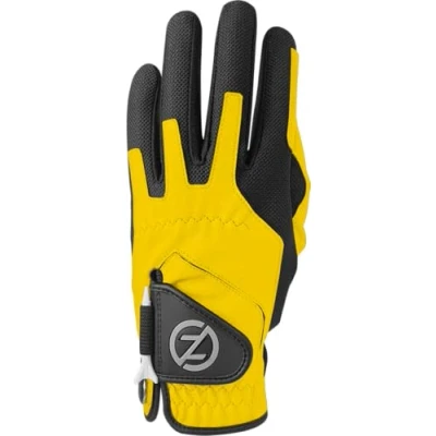 Image of Zero Friction Men&#039;s Compression Synthetic Left Hand Universal Fit Golf Glove, One Size, Yellow, GL00007