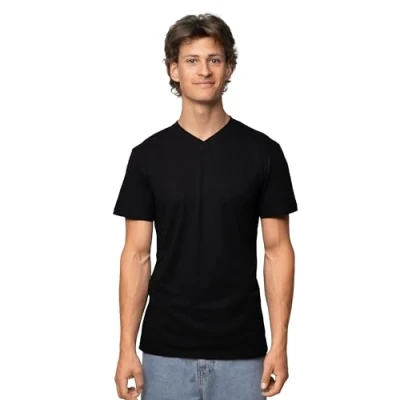 Image of DANISH ENDURANCE Men&#039;s Organic T Shirt, 1 Pack (V Neck Jet Black, M)