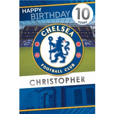 Image of Danilo Promotions Limited Personalised Chelsea FC Birthday Card, Any Age Football Name Greeting Cards,9 x 6 inch