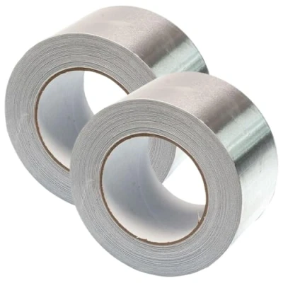 Image of Gocableties Aluminium Foil Tape, 75mm (3&quot;) x 50m, Twin Roll Adhesive Insulation Tape for Insulating, HVAC Repair, Sealing Ducts, and Pipework, 2 Rolls