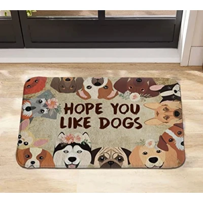 Image of Hope You Like Dogs Doormat,Outdoor Door Mat,Personalized Doormat,Welcome Doormat,Housewarming Decor Gift 36x24 Inch