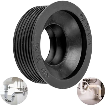 Image of Siphon Rubber Sleeve, 1 pc, NW 30/50, for DN50 HT Drain Pipe Inside Ø 50 mm and ¼&quot; Outside 28 32 mm, Made of Rubber, Black, Nipple with 55 Stop, 25 deep Seal