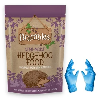 Image of Brambles Semi Moist Hedgehog Food Also Suitable for Badgers and Foxes Nutritious with Kasabona Blue Vinyl Gloves (Semi 850g x 1)