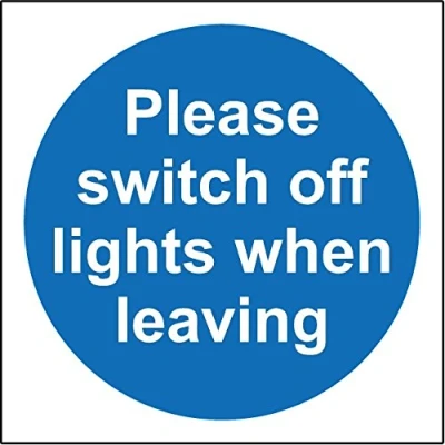 Image of Please Switch Off Lights When Leaving Safety Sign Self Adhesive Sticker 100mm x