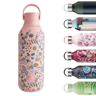 Image of Chilly&#039;s Series 2 Water Bottle Stainless Steel Thermal Bottles with Double Wall Vacuum, Soft Collar &amp; Carry Loop Kazusa, 500ml