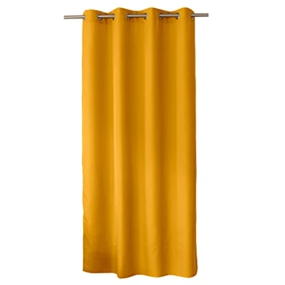 Image of ED ENJOY HOME Decorative Curtain with Silver Eyelets 140 x 240 cm, Mustard Yellow, 100% Polyester, Satin, Basic Collection