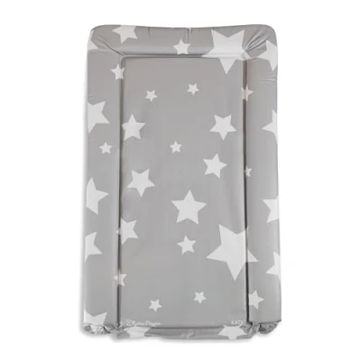 Image of KATY Deluxe Baby Unisex Waterproof Wipeable Changing Mat with Raised Edges Dark Grey White Stars Design