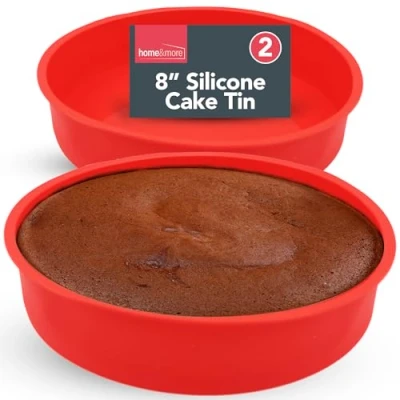 Image of 2pk Silicone Cake Moulds for Baking 8 Inch Tin Round Tins