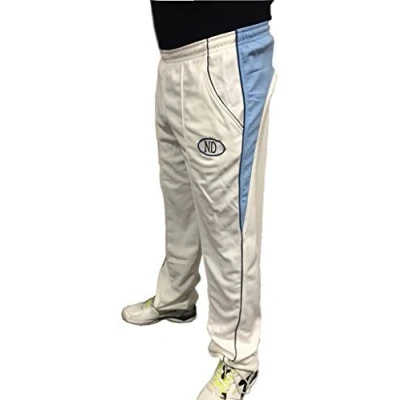 Image of ND Cricket Sportswear Mens White blue Trouser With Navy Piping Xl