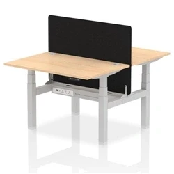 Image of Air B2B 1200x800mm Adjustable 2P Bench Desk CP Maple/Silver + Screen