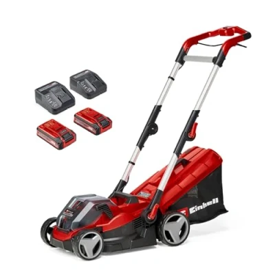 Image of Einhell Power X Change RASARRO 36/34 Cordless Lawnmower With Battery (x2) And Charger 36V, 34cm Cutting Width, 30L Grass Box, 5 Cut Heights Lawn Mower For Lawns Up To 300m²