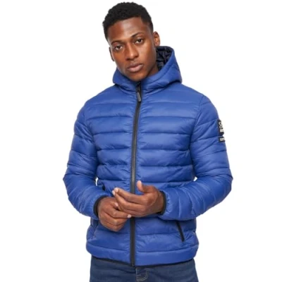 Image of Crosshatch Mens Shower Resistant Lightweight Hooded Padded Quilted Zip Pockets Winter and Summer Jacket Coat Royal L