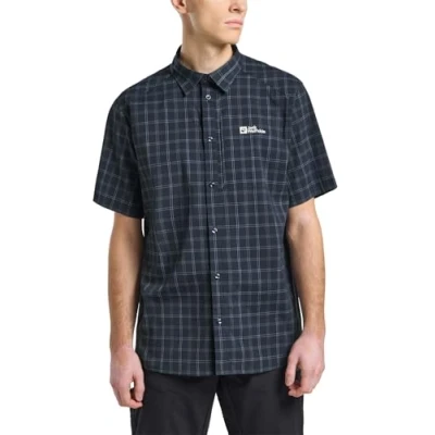 Image of Jack Wolfskin Men&#039;s Norbo S/S Shirt M, Night Blue Checks, M