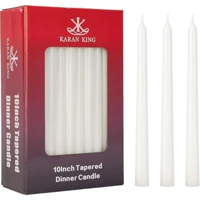 Image of Anikees Tapered Dinner Candles, 50 Pack, Unscented, 7 Hour Burn Time, Dripless