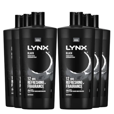 Image of Lynx Shower Gel 12 Hours of Long Lasting Refreshing Fragrance Body Wash with Plant Based Moisturisers for Men XXXL Size Cleanser Naturally Soft Skin, 700ml (Black, Buy 6)