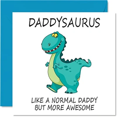 Image of Birthday Cards for Daddy Daddysaurus Father&#039;s Day Card from Daughter Son, Happy Daddy, Cute Dad Dinosaur Card, 145mm x Seasonal Papa Funny Greeting