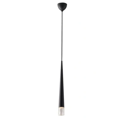 Image of Lancelot Slim Round Ceiling Pendant, Glass, Black, GU10
