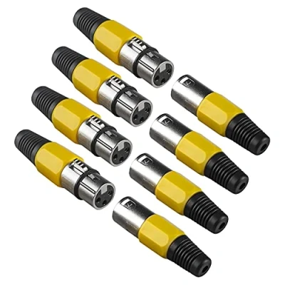 Image of (Pack of 4) 3 Pin XLR Cannon Head with Male and Female for DMX Signal Cable or Connection Wired Microphone