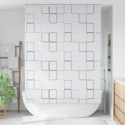 Image of vidaXL Shower Roller Blind in White EVA Material Water Resistant and Quick Drying Bathroom with Pull Cord Size 160x240 cm