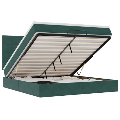 Image of vidaXL Ottoman Bed with Mattresses Dark Green 180x200cm Velvet