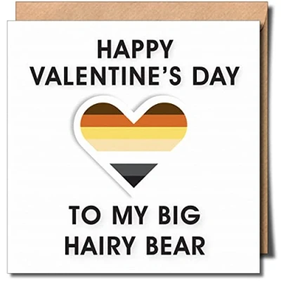 Image of HAPPY Valentine&#039;s day TO MY BIG HAIRY BEAR. Card Gay Greeting LGBTQIA Bear Queer Same sex LGBT 150mm x Premium