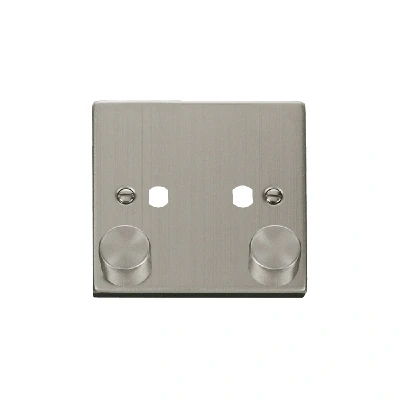 Image of Click Deco 2 Gang Unfurnished Dimmer Plate and Knob (800W Max) Stainless Steel