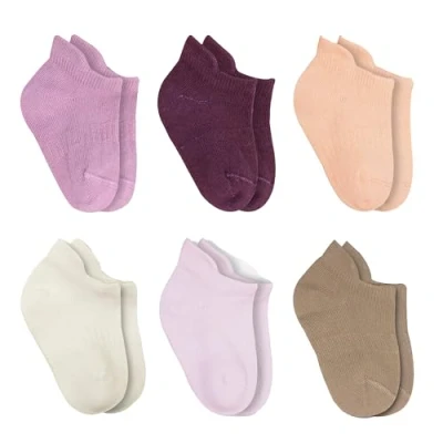 Image of bistyle Baby Grip Ankle Socks 6 Pairs Newborn Infant Toddlers Seamless Cotton Kids Boys Girls (UK, Age, 0 Months, Rose)
