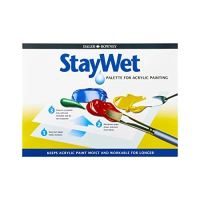 Image of Daler Rowney Staywet Palette Small, 7.9 x 8.9in, Keeps Paint Wet, Ideal for Professional Artists, Students &amp; Hobbyists