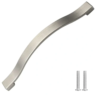 Image of Decoranddecor Bow Style Polished Chrome Kitchen Bathroom Cabinet Door Drawer Furniture Handles (224mm Hole Center, Brushed Chrome)