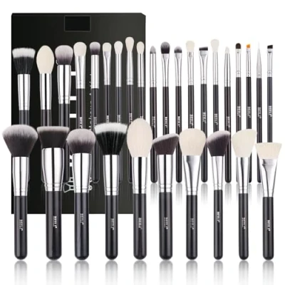 Image of BEILI Makeup Brushes, Make Up Brush Set Professional, 30 PC Natural Goat Hair Foundation Face Powder Blush Eyeshadow Brushes Concealers Eye