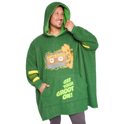 Image of Marvel Blanket Hoodie for Men and Teenagers Cosy Oversized Fleece One Size Warm Loungewear Gifts Him (Green Groot)