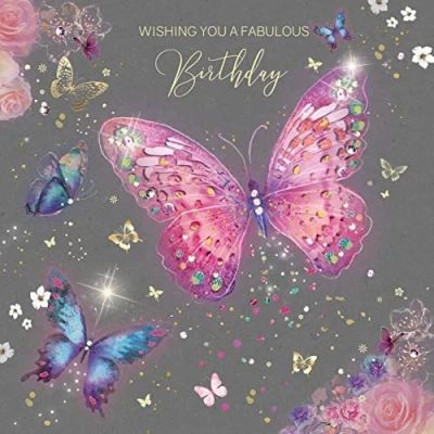 Image of Cherry Orchard Female Fabulous Birthday Card Butterfly