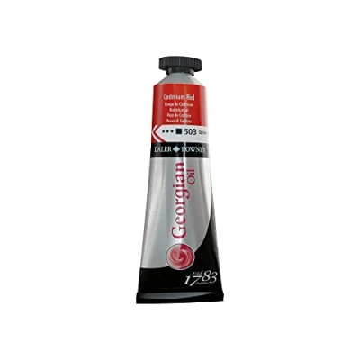 Image of Daler Rowney Georgian Oil Paint, Aluminium Tube, 1.28oz 38 ml, Cadmium Red