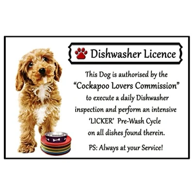 Image of Cockapoo Lover Gift Fun Dishwasher Licence Flexible 6&quot; x 4&quot; Magnet