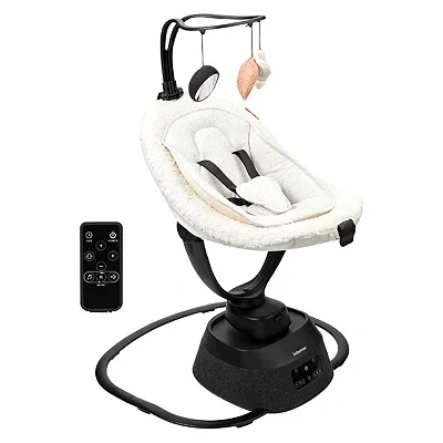 Image of Babymoov Swoon Evolution Remote Control Baby Swing/Rocker, 8 Movements, 5 speeds, Timer, lullabies, 360 Rotation, with Newborn Insert and Play Arch