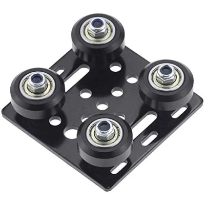 Image of Gancon V Slot Plate, with Plate Aluminum Pulley Profile, Profiles EU Standard 2020, Small Wheel CNC Parts, Black