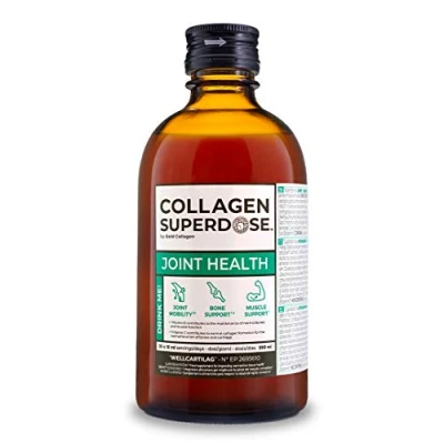 Image of Collagen SUPERDOSE by Gold Joint Health Supplements for Women &amp; Men, Supplement Joints Muscles and Bones with Vitamin C, D Hyaluronic Acid, 300 ml
