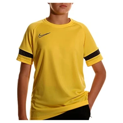 Image of NIKE Boy&#039;s Academy 21 Training Top T Shirt, Tour Yellow/Black/Anthracite/Black, M UK