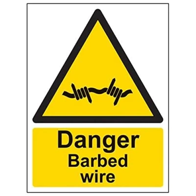 Image of V Safety Danger Barbed Wire Warning Sign 150mm x 200mm 2mm Rigid Plastic