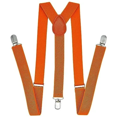 Image of Lizze Slim Braces Fully Adjustable Y Shaped Clip Unisex Suspenders trouser (Plain Neon Orange)