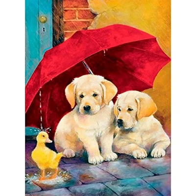 Image of DIY 5D Diamond Art Painting Kits Full Drill, Crystal Rhinestone Embroidery Cross Stitch Craft Pictures for Adults Kids, Canvas Dogs by Numbers Home Wall Decor 30x40cm