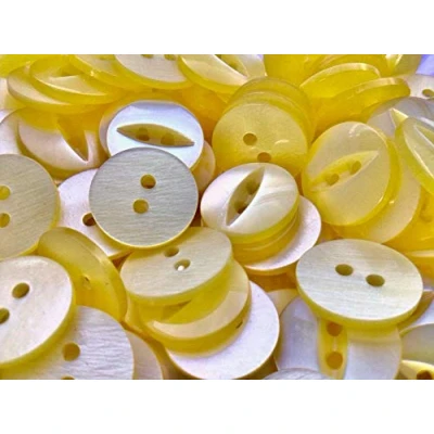 Image of Yellow Round Fish Eye Buttons Size 26 (16 mm) x 50