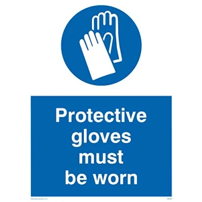 Image of Viking Signs MP286 A5P V &quot;Protective Gloves Must Be Worn&quot; Sign, Vinyl, 200 mm H x 150 W
