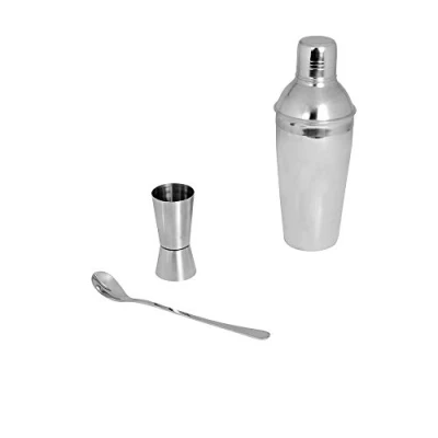 Image of Kosma 3Pc Stainless Steel Cocktail Set Shaker 750ml, Peg Measurer 30x60ml, Mixing Spoon 8&quot; Designer Mocktail