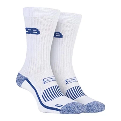 Image of Storm Bloc Mens Cotton Crew Sport Reinforced Heel &amp; Toe Terry Cushioned Socks (9 12, White)
